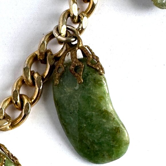 Vintage Nephrite Jade Charm Bracelet 7" - Picture 5 of 11